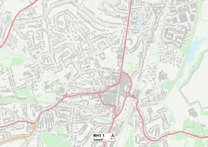 Reigate und Banstead RH1 1 Karte