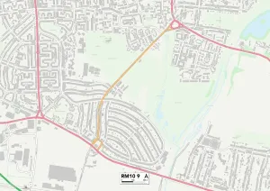 RM - Romford Drucke: Raubahn und Dagenham RM10 9 Karte