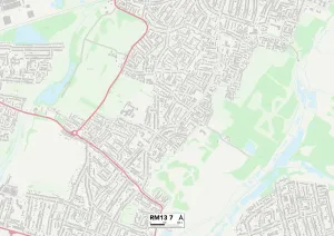 Gerahmter Druck : Havering RM13 7 Karte Gerahmter Druck : Havering RM13 7 Karte