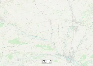 SP - Salisbury Drucke: Wiltshire, Spitzkeil, Postleitzahl 4 Karte