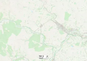 TD - Galashiels Drucke: Schottische Grenzregion TD1 3 Karte