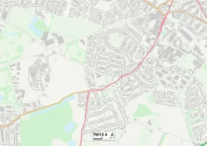 TW - Twickenham Drucke: Hounslow TW13 4 Karte