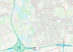 Gerahmter Druck : Hillingdon UB7 7 Karte Gerahmter Druck : Hillingdon UB7 7 Karte