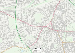 W - London W Drucke: Ealing, England, W3 9 Karte