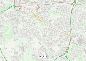 WA - Warrington Drucke: Haltown, WA7 5 Karte