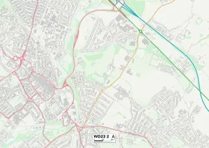 WD - Watford Drucke: Hertsmere WD23 2 Karte