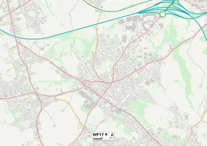 WF - Wakefield Drucke: Kirklees,WF17,9,Karte