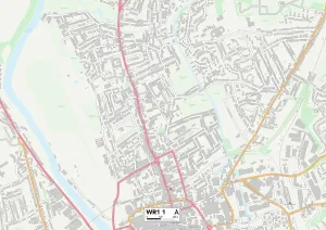 WR - Worcester Drucke: Worcester WR1 1 Karte