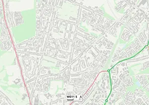 WS - Walsall Drucke: Kanuck Fähre WS11 5 Karte