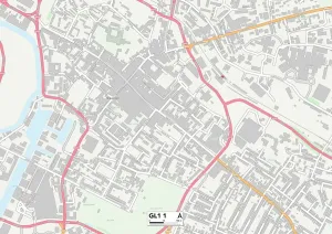 GL - Gloucester Drucke: Gloucester GL1 1 Karte