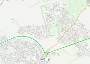 Gerahmter Druck : Gloucester GL3 1 Karte Gerahmter Druck : Gloucester GL3 1 Karte