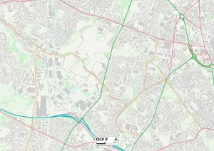 OL - Oldham Drucke: Altstadt OL9 9 Karte