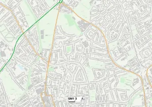 Eine Sammlung Von UK-Karten Drucke: Sutton SM1 3 Karte