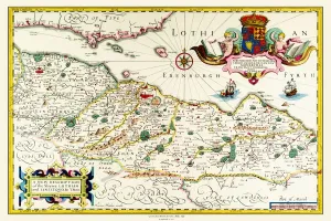 Alt Kartenn von Lothian - Schottische Niederlande durch Johann Blaeu aus dem Atlas Novus