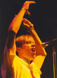 00096 Drucke: Damon Albarn von Blur spielt am Newcastle-Arena, dem 8./12/1995