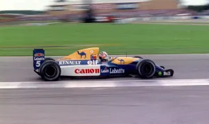 Großbritannien-Grand-Prix Juli 1992 in Silverstone Nigel Mansell während des Rennens