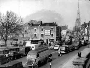 Die Redcliff-Hill und der Bedminster-Bridge in Bristol im späten 1950er Jahren
