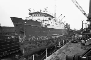 Humberside Drucke: Die GSI-Überwachungsbootje JE Jonsson wird hier untergebracht