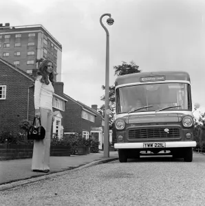 Busdienst Dial-a-Service in Harrogate, West Yorkshire am 06.09.1974