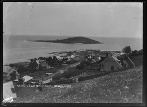 South West England Landmarks Drucke: Looe Island from field above Hannafore