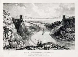 Brunel Drucke: Blick auf die Clifton-Suspensionbrücke