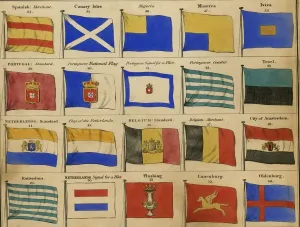 Drucke von Maritimeflags von Richard H Laurie 1875 Bilder Zur Allgemeinen Maritimen Geschichte Drucke: Marschallflaggen, 1875