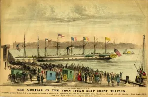 Die Ankunft der Eisen-Dampfmaschine Great Britain in New York, 1845.