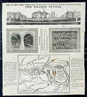 Brunel Drucke: Eröffnungsankündigung des Thames-Tunnels