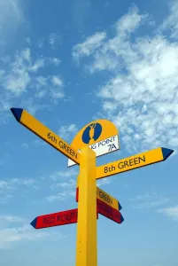 Offenes Golfschild
