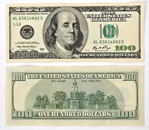 Hundert US-Dollar-Banknot, Vorder- und Rückseite