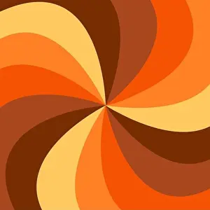 Seamloses Retro-Muster aus dem Jahr 1970 in Orangtonen, Gelbtönen und Brauntöne. Groovy Hintergrund mit Handzeichnung von 70ern als Vektorillustration Hippiewandmalerei