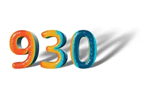 3D Zahl 930 neunhundertdreiunddreißig lebendige Farben