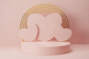 3D-Rendern von abstrakten minimalen geometrischen Formen. Rosa Podium für Ihre Design.