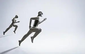3D-Rendering-KI-Cyborg oder Roboter läuft.