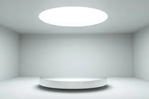 3D-Rendering, die runde Plattform im leeren Raum. Computerdigitalabbildung.