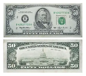 Fünfzig US-Dollar der alten Probe von 1993, Vorderseite und Rückseite