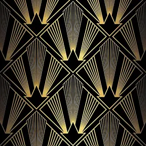 Art Deco-Muster. Vektorhintergrund im Stil der 1920er Jahre. Goldschwarz-Texturen