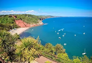 Die Babbacombe-Strand im Devonshire (England), Blick von oben, Meer und Küste