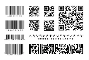 Einkaufszeichen. QR-Code-Etiketten zur Identifizierung.