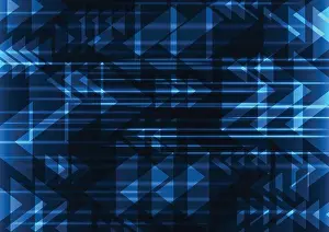 blaue geometrische abstrakte Hintergrund, Technologie Überlappung Hintergrund, leuchtende Linie abstrakter Hintergrund, Vektor-Illustration