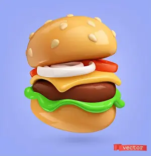 Hamburger 3D-Realistischer Render Vektor Icon