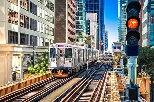 Gerahmter Druck : U-Bahn-Station und Zugansicht in Chicago, Illinoistat Illinois (USA) Gerahmter Druck : U-Bahn-Station und Zugansicht in Chicago, Illinoistat Illinois (USA)