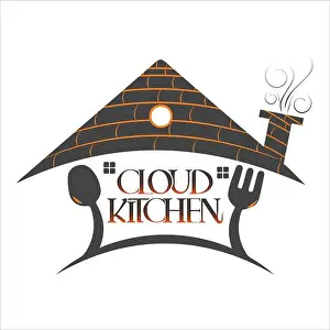 Cloud Kitchen Text Logo, Cloud Kitchen Text Küchen-Symbol kreatives Schriftbild, Vektor der Cloud Kitchen.