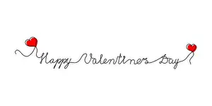 Kontinuierliche Einzeilig-Skript-Kursive-Text Glückwunsch zum Valentinstag.