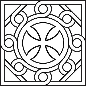Agyptischer Kreuz mit dekorativen Einheiten und Mustern, hohe Genauigkeit, Nr. 21
