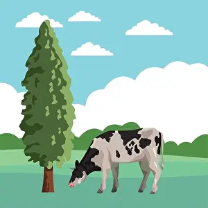 Kuh mit Baum