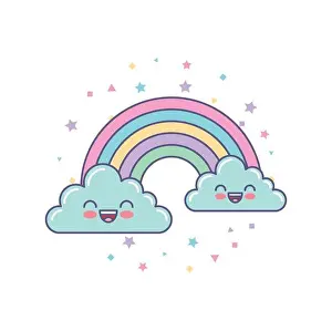 Schöne Wolken und Regenbogenzeichnung.