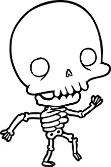 Schöne Zeichnung einer tanzen Skeleton
