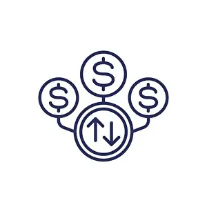 Dynamischer Preis-Icon, Linie-Vektor.