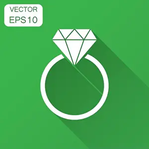 Ehering mit Diamanten-Symbol im Vektorformat in flacher Stil.